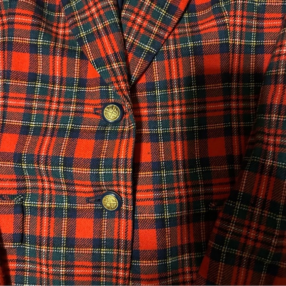 Vintage Pendleton Plaid Tartan Red 100% Virgin Wool Blazer Women’s Sz 18 Plus - Picture 2 of 10